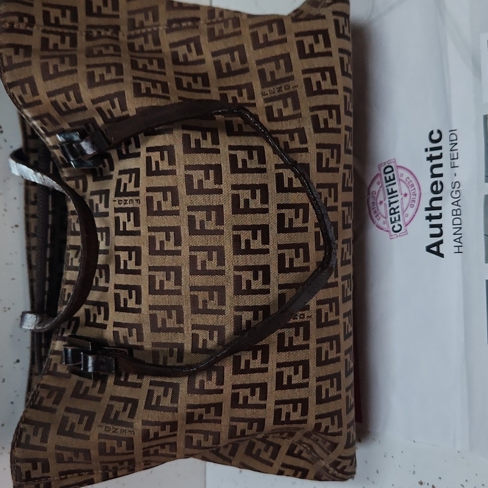 Vintage Fendi Tan and Brown Logo Tote